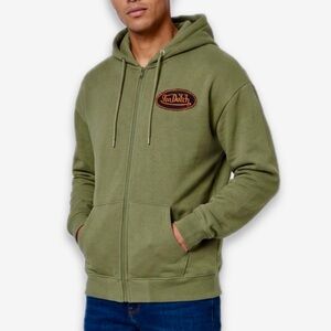Von Dutch Olive Green Zip Hoodie Size Medium